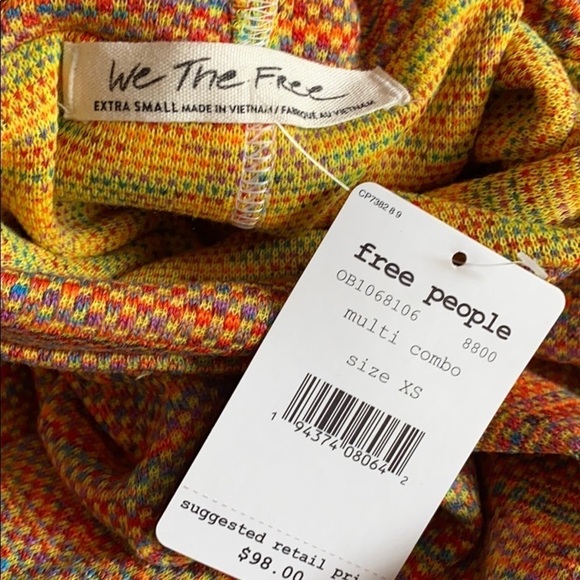 Free People Sunny Days Orange turtleneck top small NWT - Picture 9 of 9